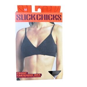 Slick Chicks Front Fastening Bra Black Size M Adjustable Straps ‎ Closure